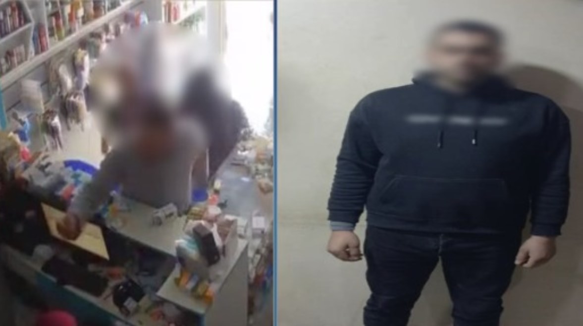 المتهم بعد ضبطه ولقطة من الفيديو