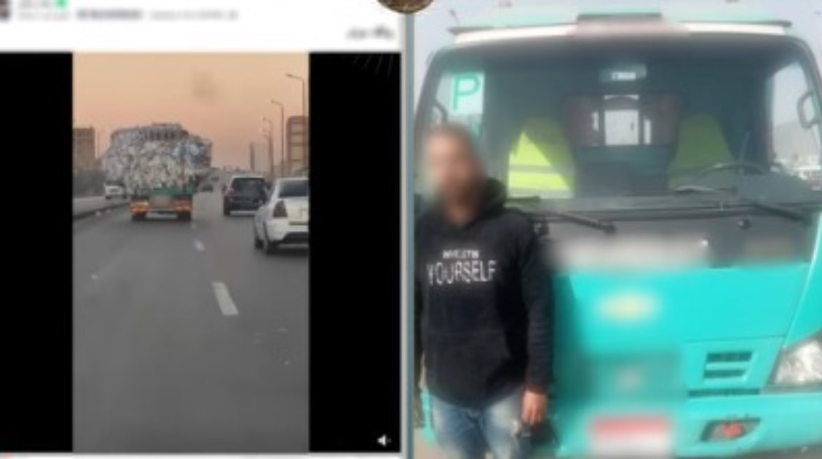 المتهم بعد ضبطه ولقطة من الفيديو 