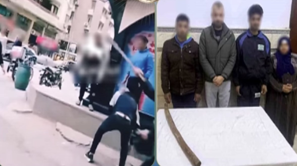 المتهمين بعد ضبطهم ولقطة من الفيديو 