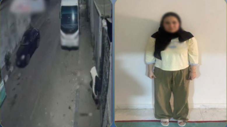 المتهمة بعد ضبطها ولقطة من الفيديو 