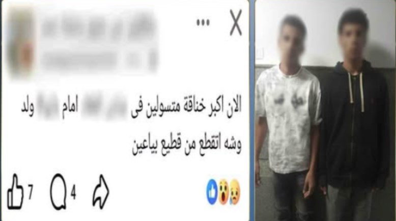 المتهمان بعد ضبطهما والمنشور 