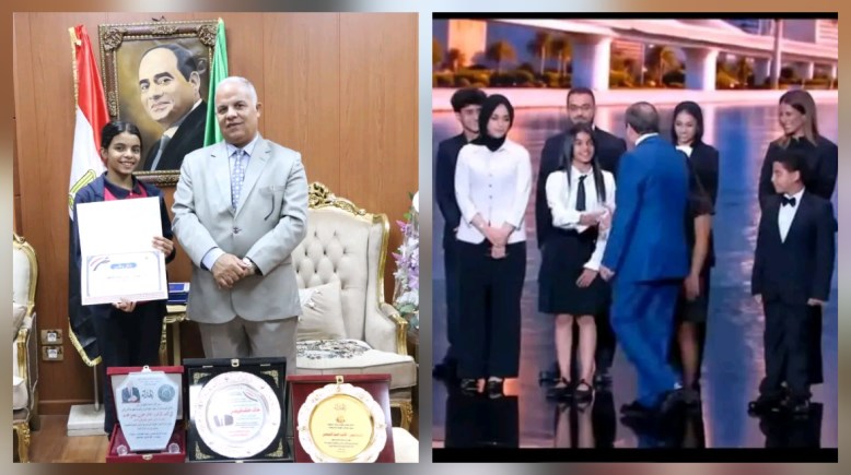 الطالبة سجى أثناء تكريمها