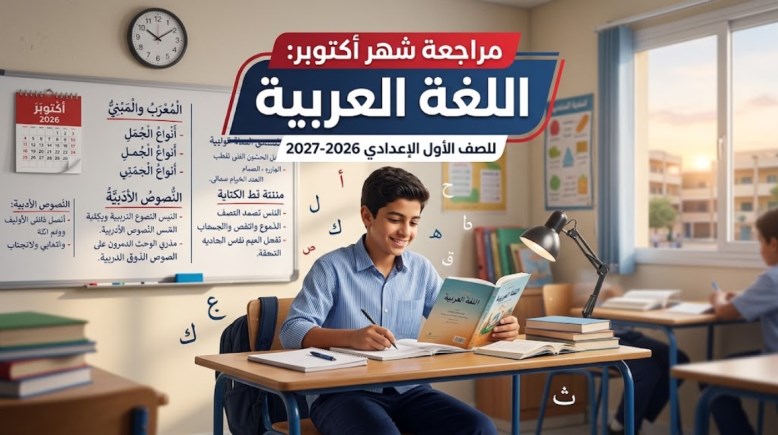 مراجعة شهر أكتوبر للصف الأول الإعدادي لغة عربية 2026-2027