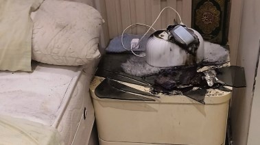 لقطة توثق آثار انفجار الباور بانك