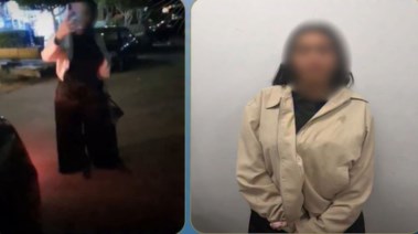 المتهمة بعد ضبطها ولقطة من الفيديو 