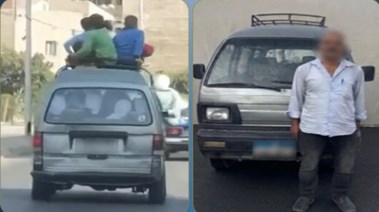المتهم بعد ضبطه ولقطة من الفيديو 