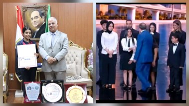الطالبة سجى أثناء تكريمها