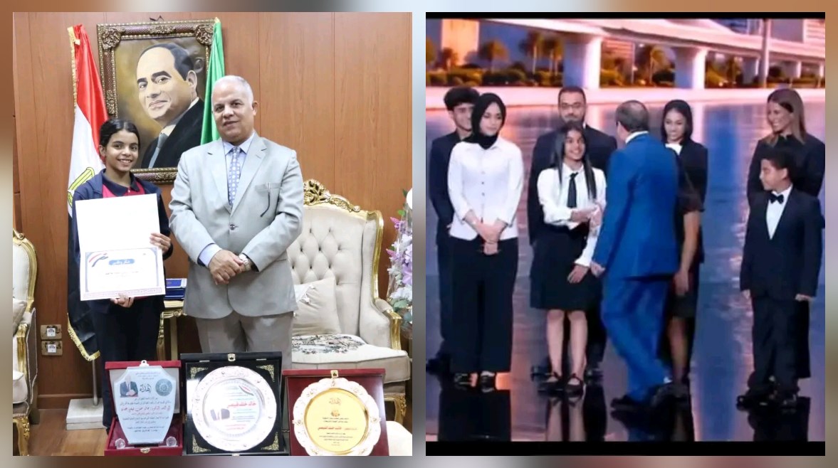 الطالبة سجى أثناء تكريمها