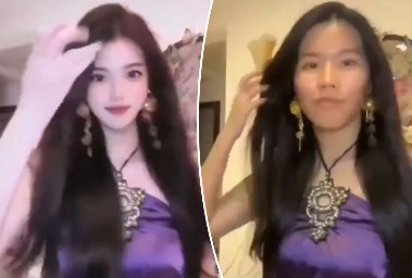 المؤثرة الصينية بالفلتر وبدون فلتر