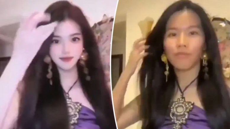 المؤثرة الصينية بالفلتر وبدون فلتر