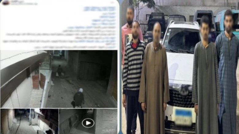 المتهمون بعد ضبطهم ولقطة من الفيديو 