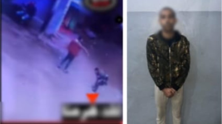 المتهم بعد ضبطه ولقطة من الفيديو 