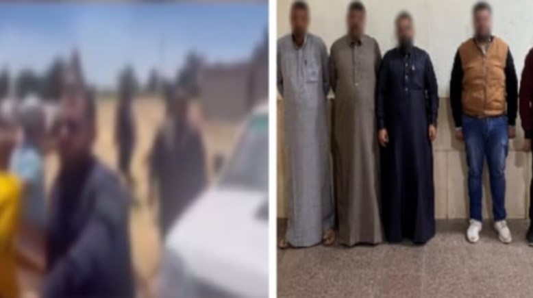 المتهمون بعد ضبطهم ولقطة من الفيديو 