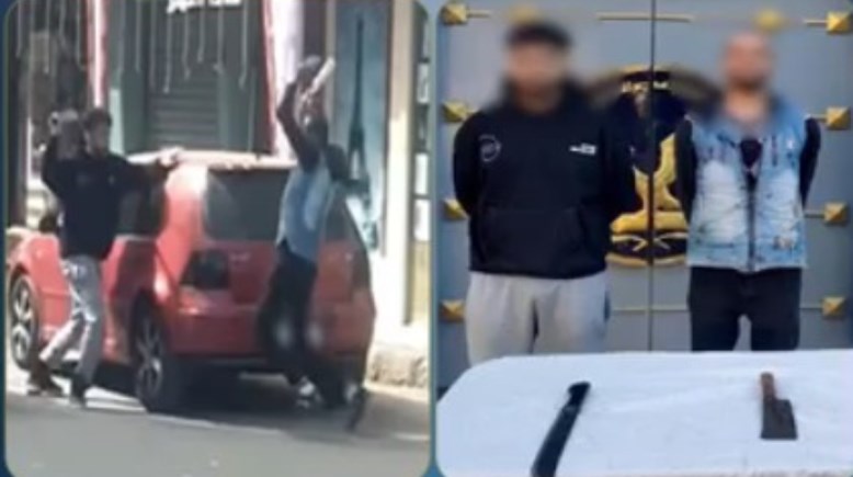 المتهمان بعد ضبطهما ولقطة من الفيديو