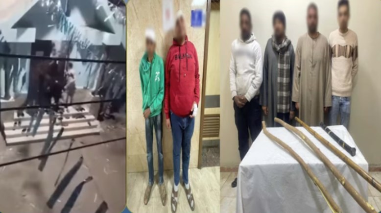 المتهمين بعد ضبطهم ولقطة من الفيديو 