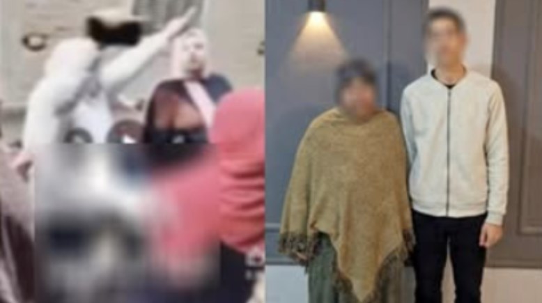 المتهمين بعد ضبطهم ولقطة من الفيديو 