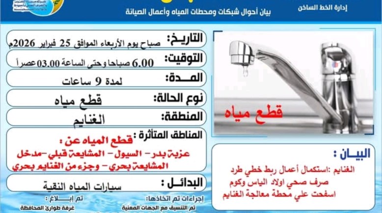 انقطاع المياه في أسيوط