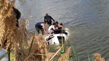 حادث انقلاب ميكروباص بترعة الإبراهيمية بالمنيا 