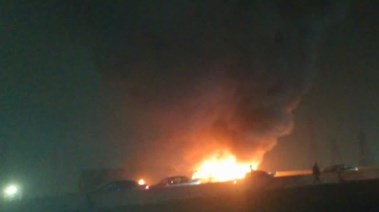 حريق سيارة نقل بحلوان 