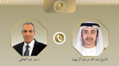 وزير الخارجية، بدر عبد العاطي، وعبد الله بن زايد آل نهيان نائب رئيس مجلس الوزراء ووزير خارجية الإمارات العربية المتحدة