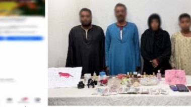 المتهمون بعد ضبطهم ومنشور فيسبوك 