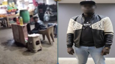 المتهم بعد ضبطه ولقطة من الفيديو 