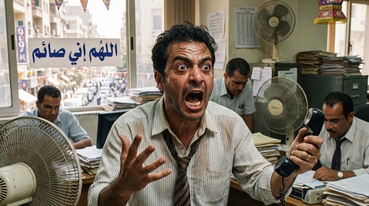 إرهاق العمل في رمضان- صورة بواسطة الذكاء الاصطناعي