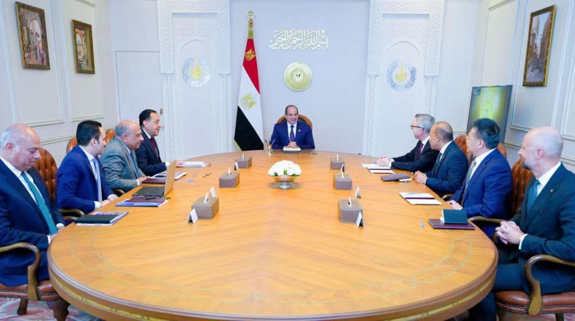 جانب من لقاء الرئيس السيسي مع مسؤولي شركتي سكاتك وإنفجين