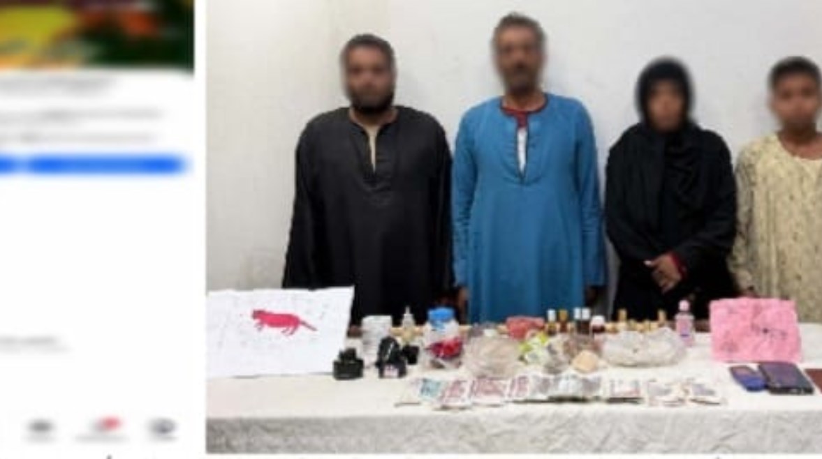 المتهمون بعد ضبطهم ومنشور فيسبوك 