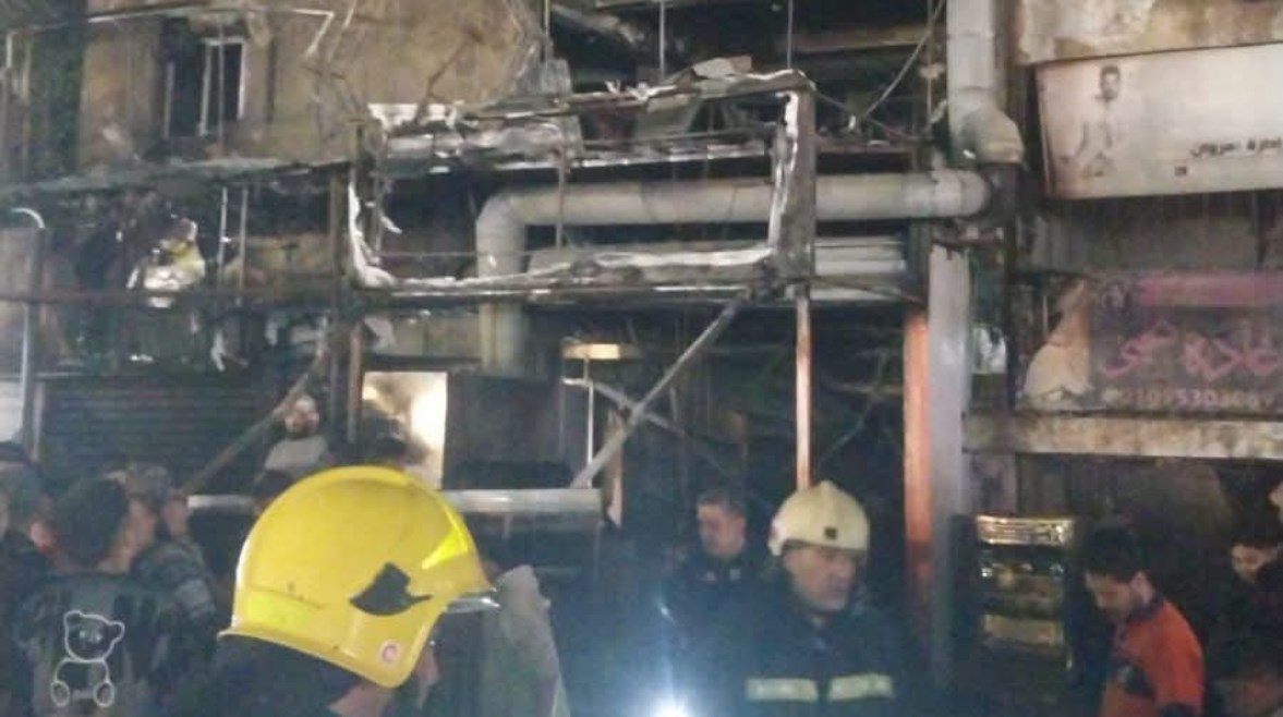 جانب من حريق عقار السلام 