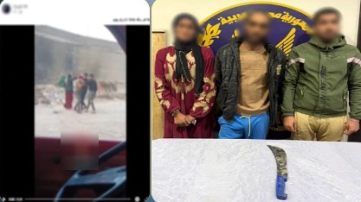 المتهمون بعد ضبطهم ولقطة من الفيديو 