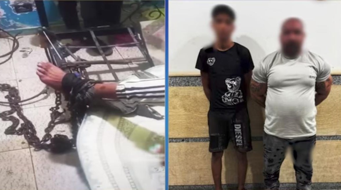 لقطة من فيديو "الشاب المربوط"