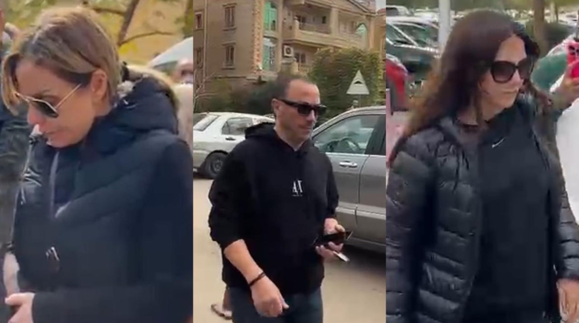 دنيا سمير غانم وطارق لطفي وريم البارودي من جنازة شقيق زينة