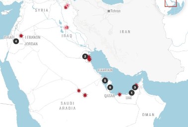 القواعد الأمريكية التي تم استهدافها في الخليج