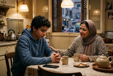 ابن مع امه مولدة بـ AI