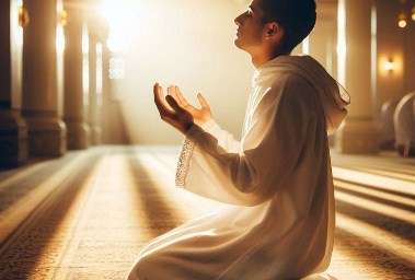 رجل يدعو في المسجد 