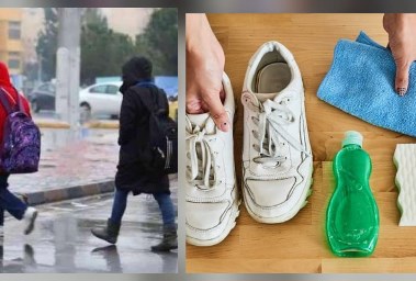 إزالة الأوساخ السطحية من الحذاء بعد سقوط الأمطار