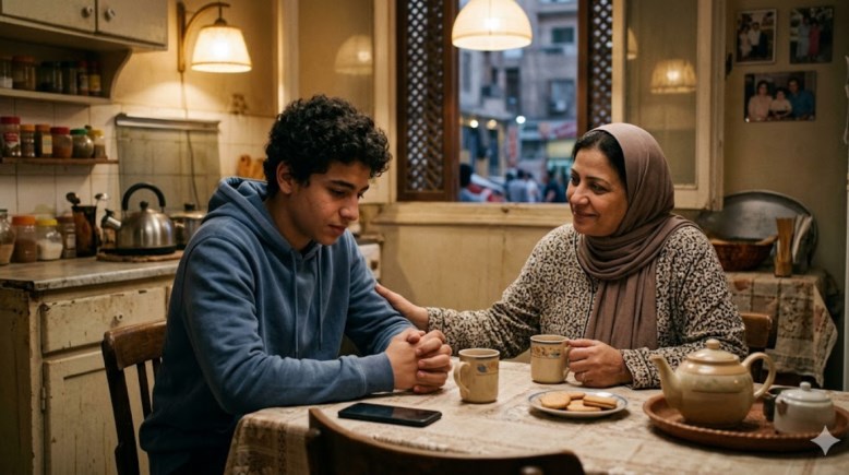 ابن مع امه مولدة بـ AI