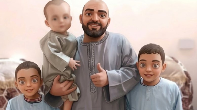 الأب وأولاده الثلاث مولدة بـ AI