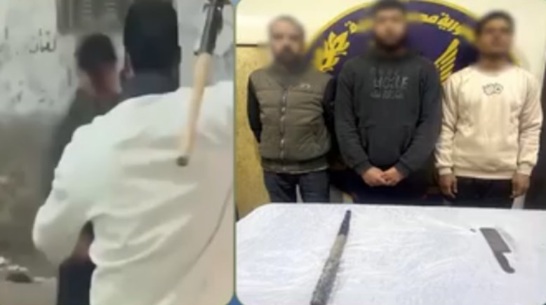 المتهمون بعد ضبطهم وجانب من الواقعة