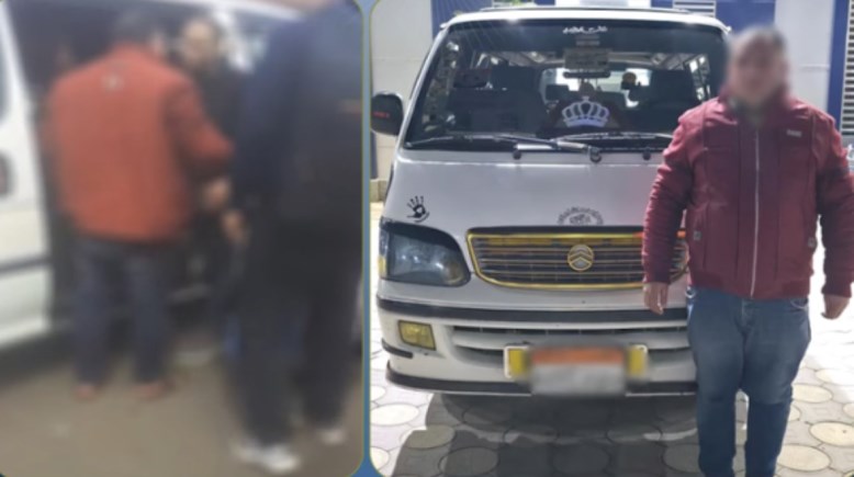 المتهم بعد ضبطه ولقطة من الفيديو 