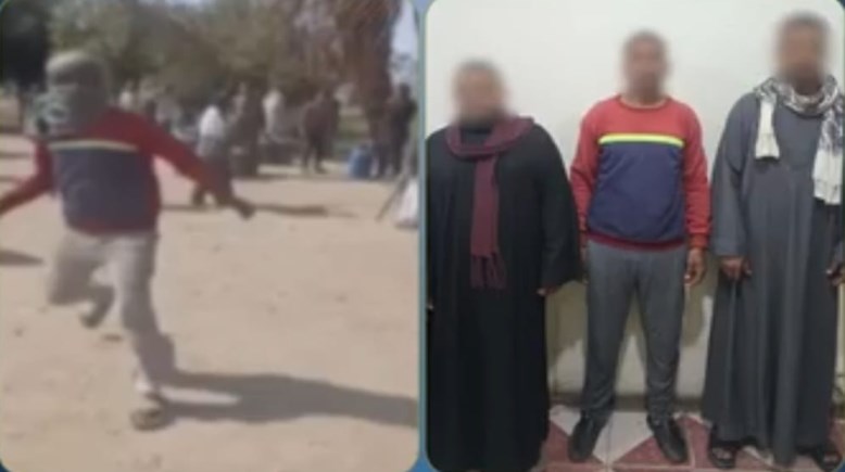 المتهمون بعد ضبطهم ولقطة من الفيديو 