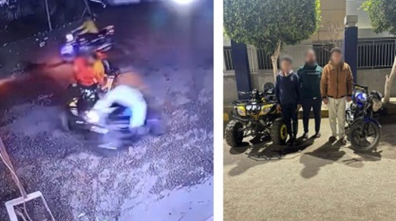 المتهمين بعد ضبطهم ولقطة من الفيديو 