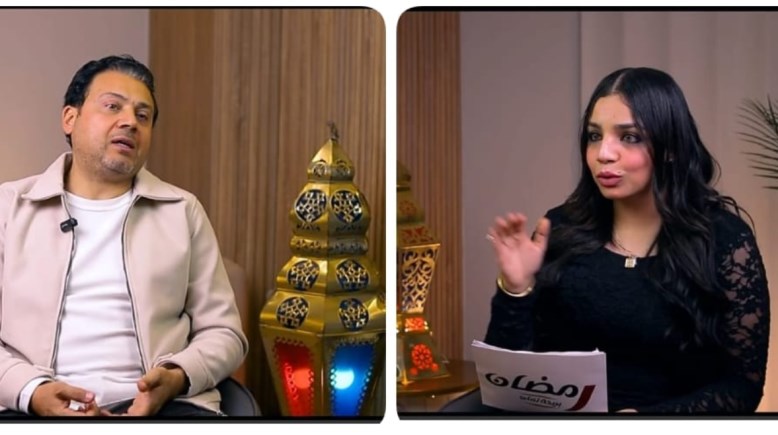 الفنان عمرو رمزي والزميلة هايدي محمد