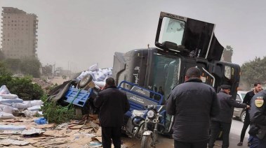  تصادم مروع بين نقل ومقطورة وتروسيكل