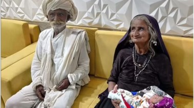 السيدة السبعينية وزوجها ومولودهما