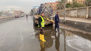 مواجهة تجمعات مياه الأمطار بالقليوبية 