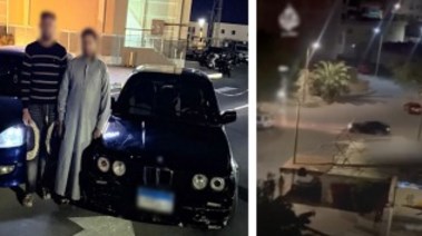 المتهمين بعد ضبطهم ولقطة من الفيديو 