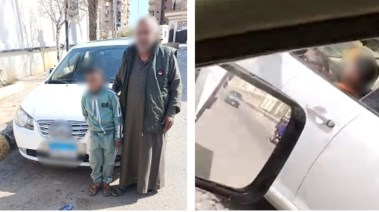 الأب والطفل لابعد ضبطهما ولقطة من الفيديو 