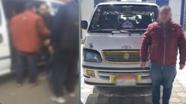 المتهم بعد ضبطه ولقطة من الفيديو 